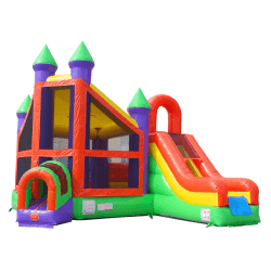 Castle202 1761167729 Orange Rainbow Deluxe Castle Bounce House/Slide Combo