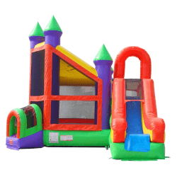 Castle203 1761167730 Orange Rainbow Deluxe Castle Bounce House/Slide Combo