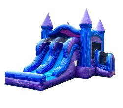 Puple/Blue Double Lane Bounce House with Slide Combo