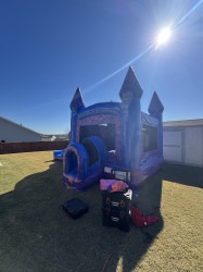 Purple20Castle2 1774416025 Purple/Blue Double Lane Bounce House with Slide Combo